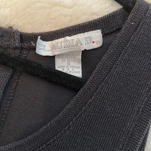 Vintage Claudia D cotton blend minimalist black maxi Henley dress w - Picture 5 of 5